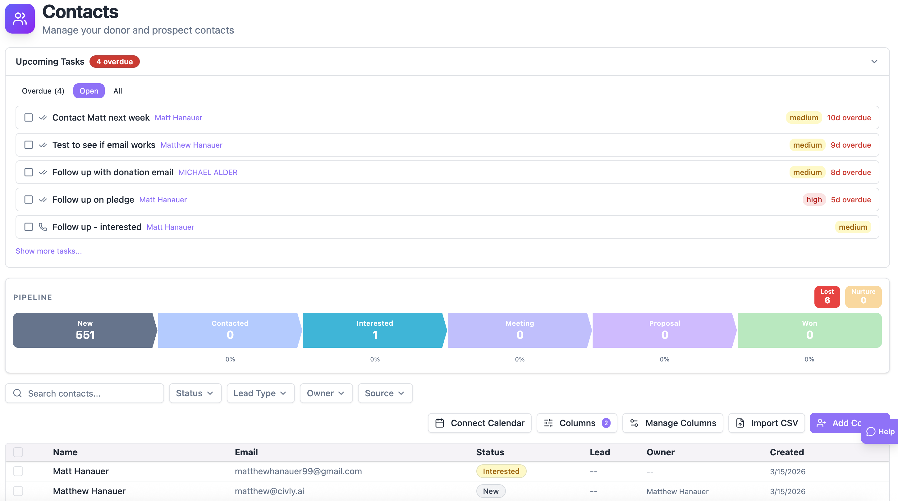 Donor Intelligence & Contacts